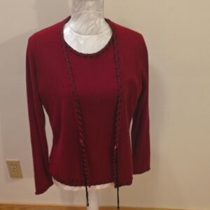 Designers Originals 2 Pc Deep Red Sweater with Black Accents